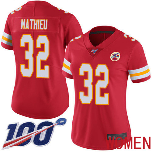 Women Kansas City Chiefs #32 Mathieu Tyrann Red Team Color Vapor Untouchable Limited Player 100th Season Football Nike NFL Jersey->youth nfl jersey->Youth Jersey